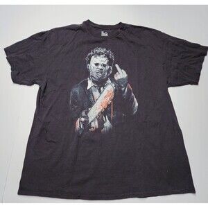 Texas Chainsaw Massacre Middle Finger Graphic Tee Faded Black XL Leatherface